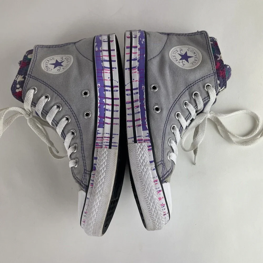 Converse Chuck Taylor All Star Juniors 6Y Grey, Purple Paint Splatter Size 3 US - Picture 8 of 12